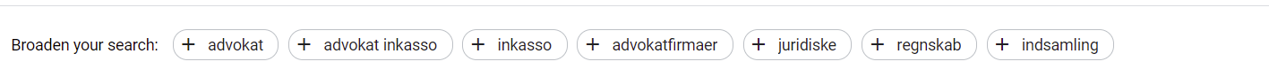 Google Ad Planner - inkasso advokater andre releteret ord